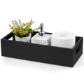 ALELION 14 Inch Black Wood Bathroom Storage Basket with Handles, Toilet Paper Basket for Back of Toilet Tank Top, Wooden Organiz