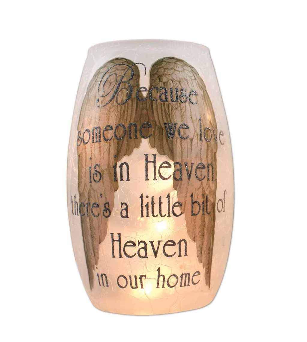 Stony Creek Heaven in Our Home 7 Pre-Lit Bereavement Glass Vase (Gold Wings)
