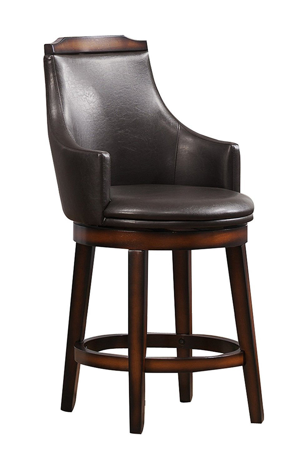 Benjara Benzara Leatherette Bar Stool With Swivel Seat, Set Of Two, Brown And Black,