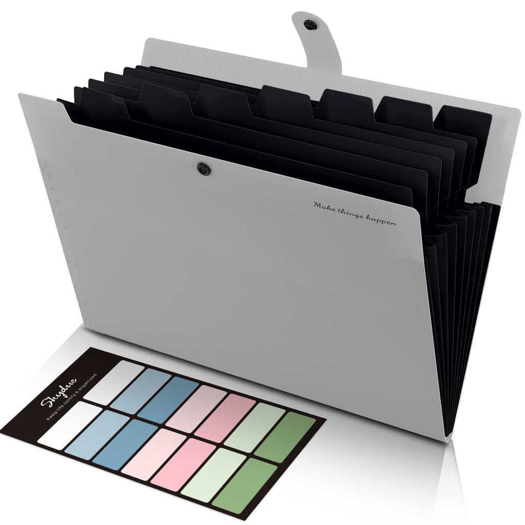 Skydue Accordion File Organizer, 8 Pockets Expanding File Folders, Portable Document Paper Organizer, Home College School Office
