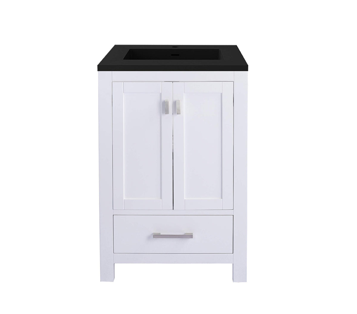 Laviva Wilson 24 - White Cabinet Matte Black Viva Stone Solid Surface Countertop