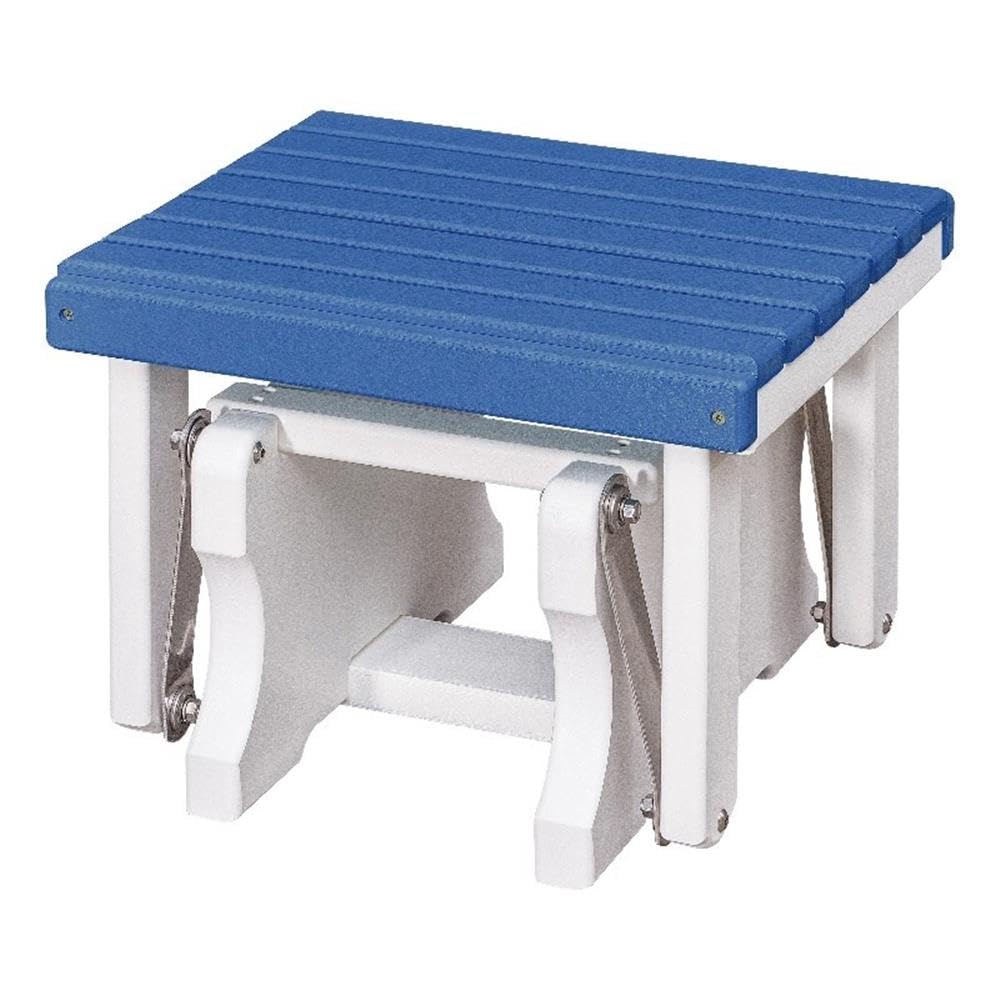 American Furniture Classics Model 601Bw Gliding Ottoman In Blue And White, Made In Usa