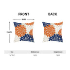 Fall Decor Pillow Covers 16X16 Inch Set Of 2 Burnt Orange Navy Blue White Dahlia Floral Decor Throw Pillows Modern Geometry Flow