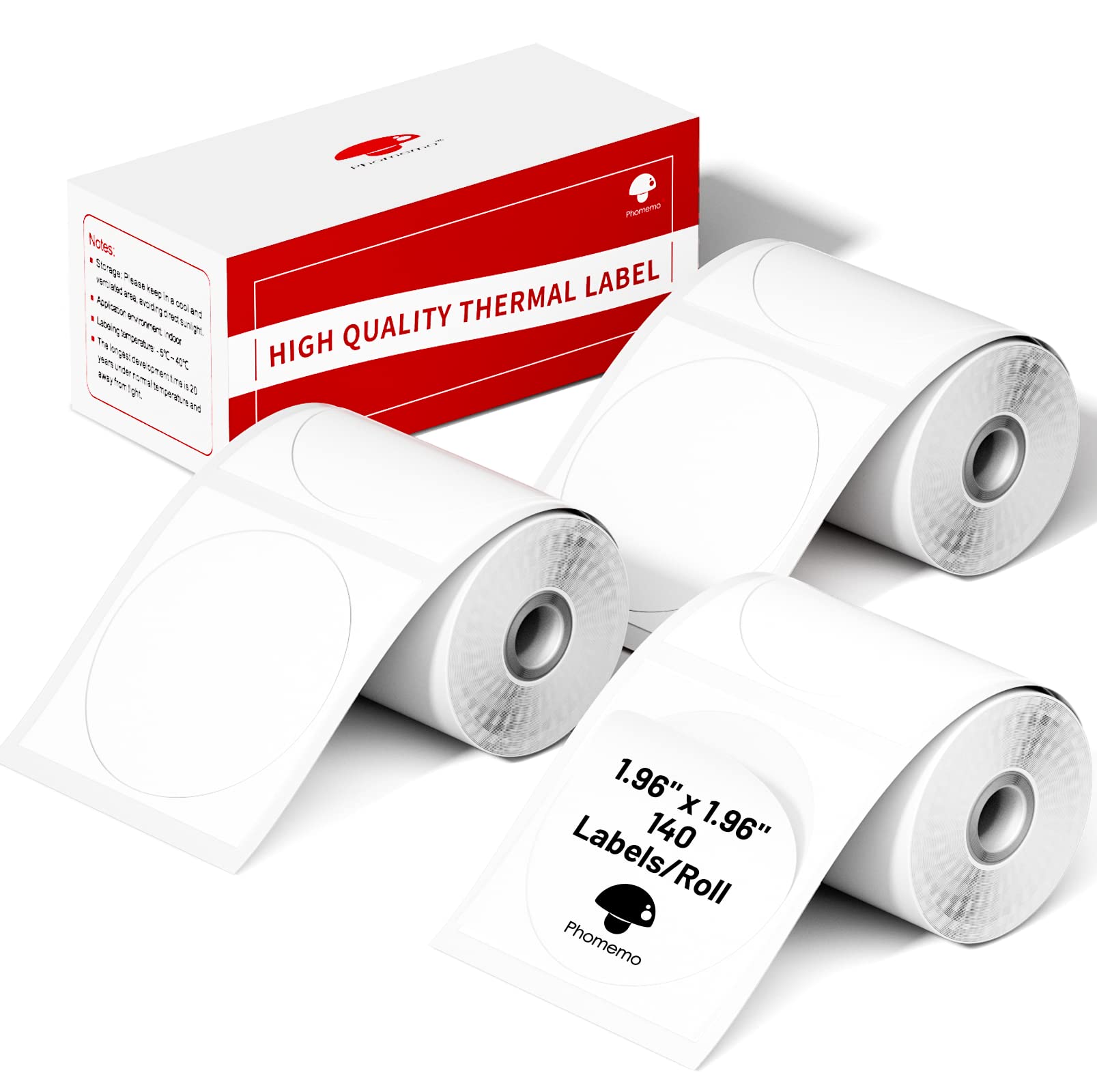 Phomemo Labels- 3 Rolls M110/M220/M221/M120/M200 Round Circle Thermal Paper 1.96' X 1.96'(50X50 Mm), Thermal Sticker Round Lab