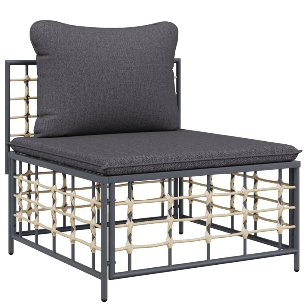 vidaXL 5-Piece Patio Lounge Set with Dark Grey Cushions - Anthracite Poly Rattan, Powder-Coated Steel Frame, Versatile Outdoor Furniture Collection