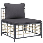 vidaXL 5-Piece Patio Lounge Set with Dark Grey Cushions - Anthracite Poly Rattan, Powder-Coated Steel Frame, Versatile Outdoor Furniture Collection