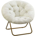Simple Deluxe Saucer Chair, Round Foldable Reading Chairs, X-Large Size Cozy Papasan Chair, Comfy Furry Padded Moon Chair, Round