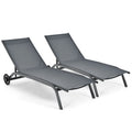 Giantex Patio Lounge Chairs For Pool Area, Outdoor Chaise Lounger With 6 Adjustable Position Smooth Wheels And Quick-Drying Fabric, Lawn Recliner For Backyard, Garden Sunbathing Chair (2, Gray)