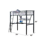 Acme Furniture Senon Loft Bed With Desk In Silver And Black