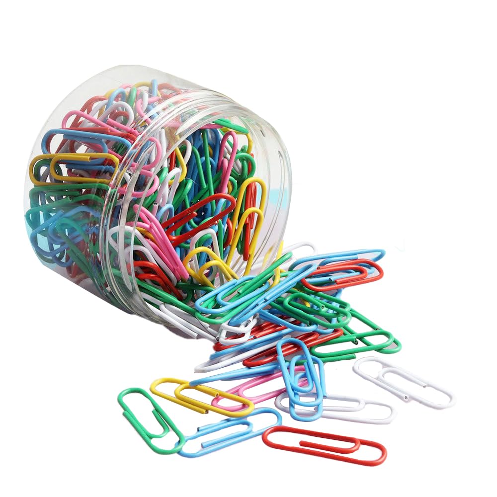 Aoozleny Paper Clips Colorful, 200Pcs Office Paper Clamp(1.1 Inch * 0.3 Inch), Paper Clips Great For Office School Document Orga