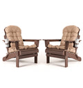 Nalone Folding Adirondack Chairs Set Of 2 With Cushion With Cup Holder, Hdpe Plastic Oversized Patio Chair Weather Resistant, Used In Outdoor, Fire Pit, Deck, Garden, Campfire Chairs
