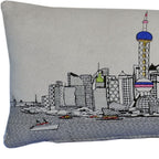HomeRoots Cream 35' White Shanghai Daylight Skyline Lumbar Decorative Pillow