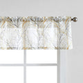 FMFUNCTEX Window Valance Curtains Yellow/Grey Tree Branch Print on Semi-Sheer White Short Valance for Kitchen 50   W x 15 L, 1 P