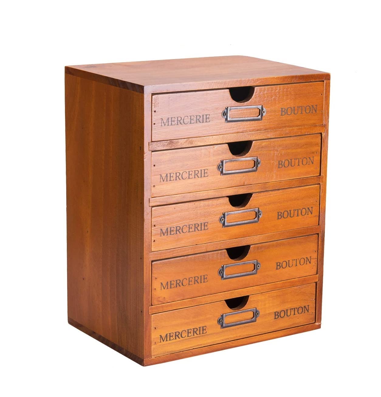 Vintage 5-Drawer Wooden Desk Organizer - Craft Storage Drawers - Rustic Shelf Drawer - Ideal Home Office Organizers And Accessor