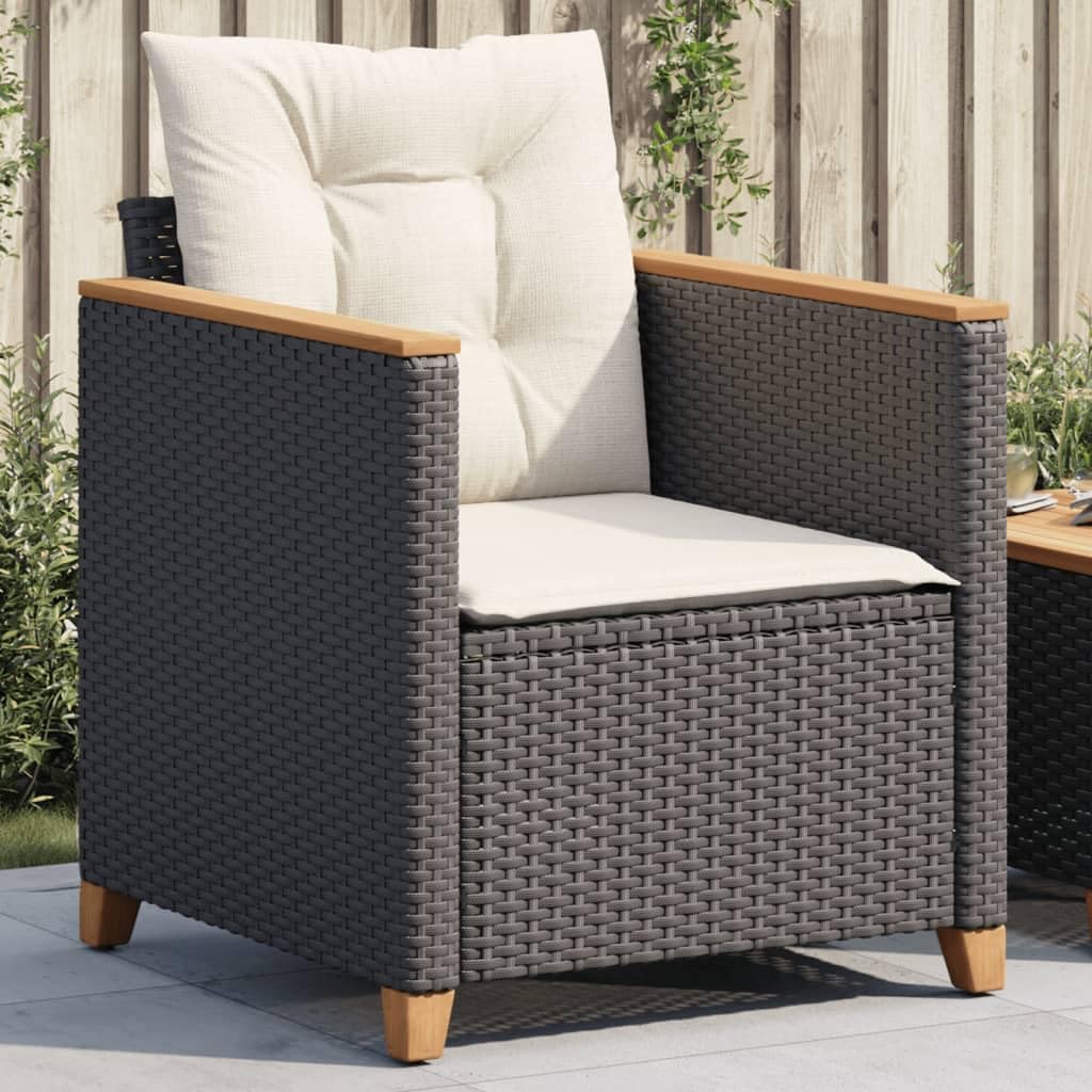 vidaXL Garden chair with cushions poly rattan grey