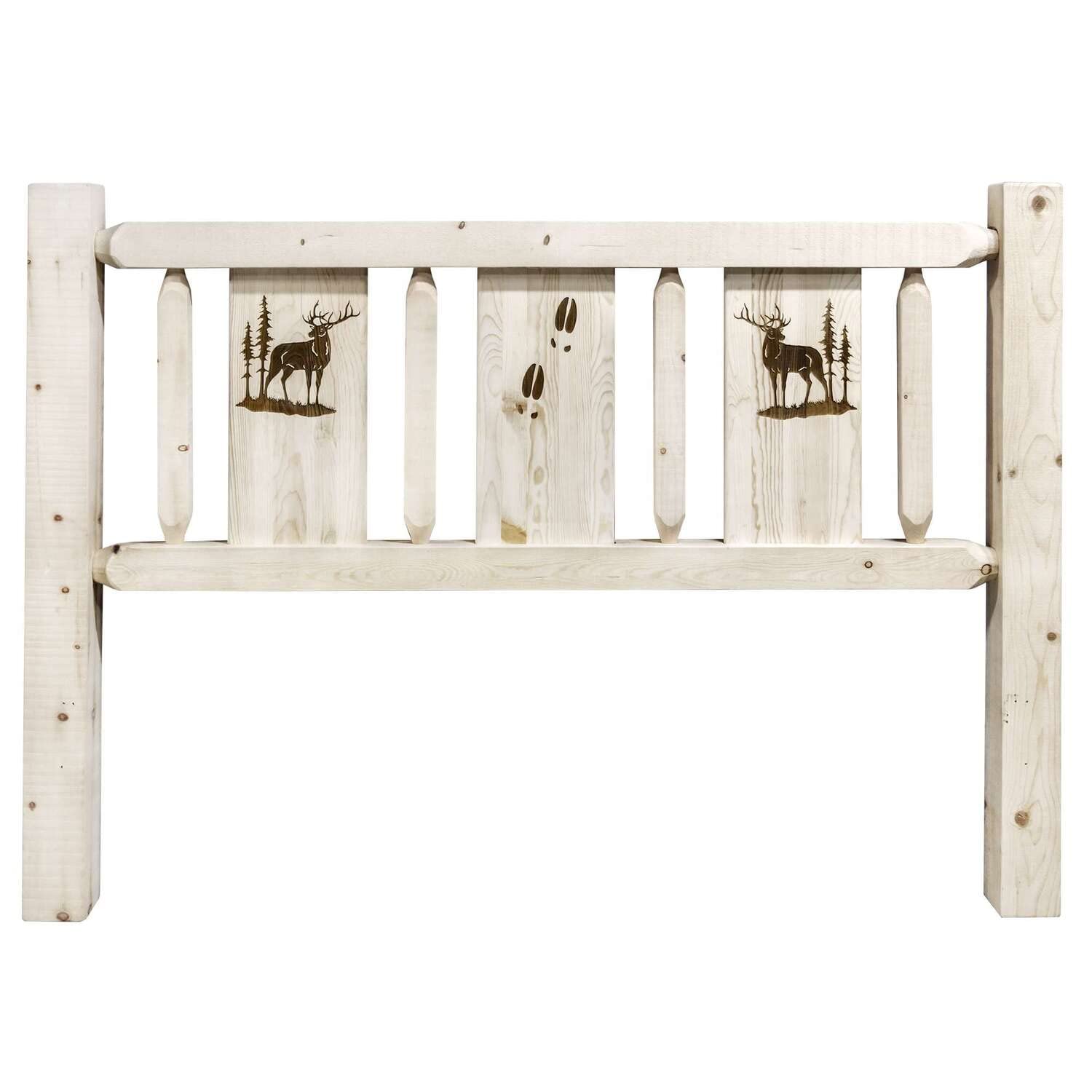 Montana Woodworks Homestead Collection Full Headboard w/Laser Engraved Elk Design, Ready to Finish