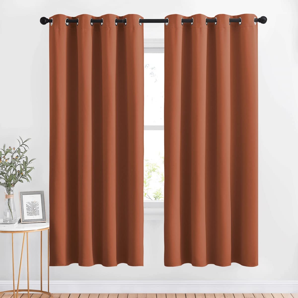 Nicetown Room Darkening Burnt Orange Curtains & Drapes - Window Treatment Thermal Insulated Sound Reducing Solid Grommet Light B