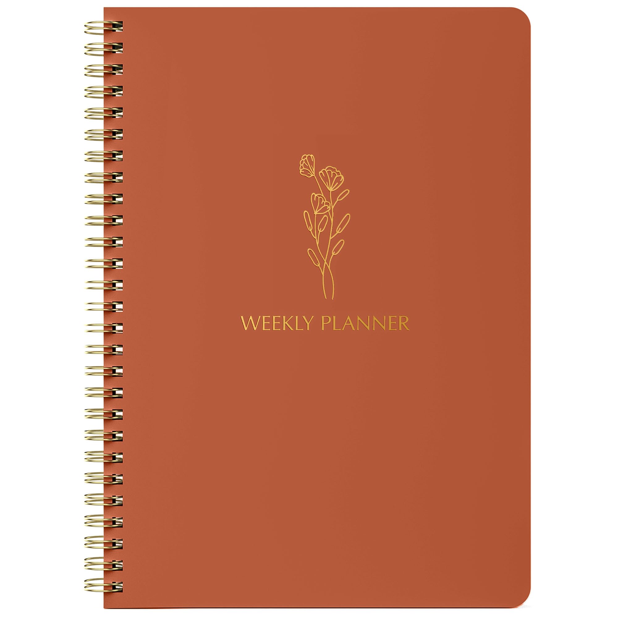 Simple Weekly Planner Undated & To Do List Notebook With Habit Tracker - 6.5X9.25' 60 Sheets Terracotta - Spiral Weekly Planner