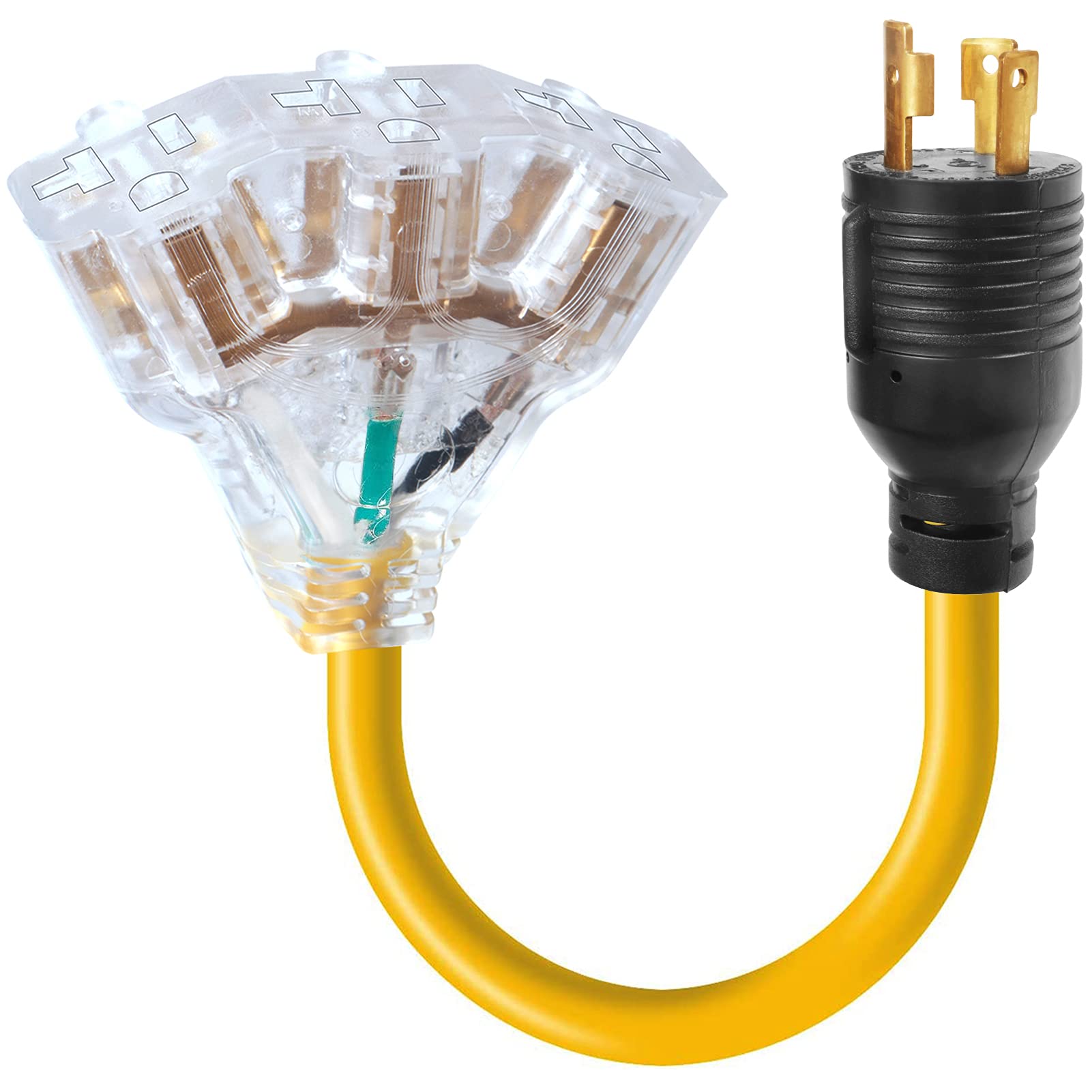 Excelfu 30 Amp To 110 Adapter Generator Power Cord, 3 Prong 30 Amp To 15 Amp Generator Adapter, Nema L5-30P Male Twist-Lock Powe