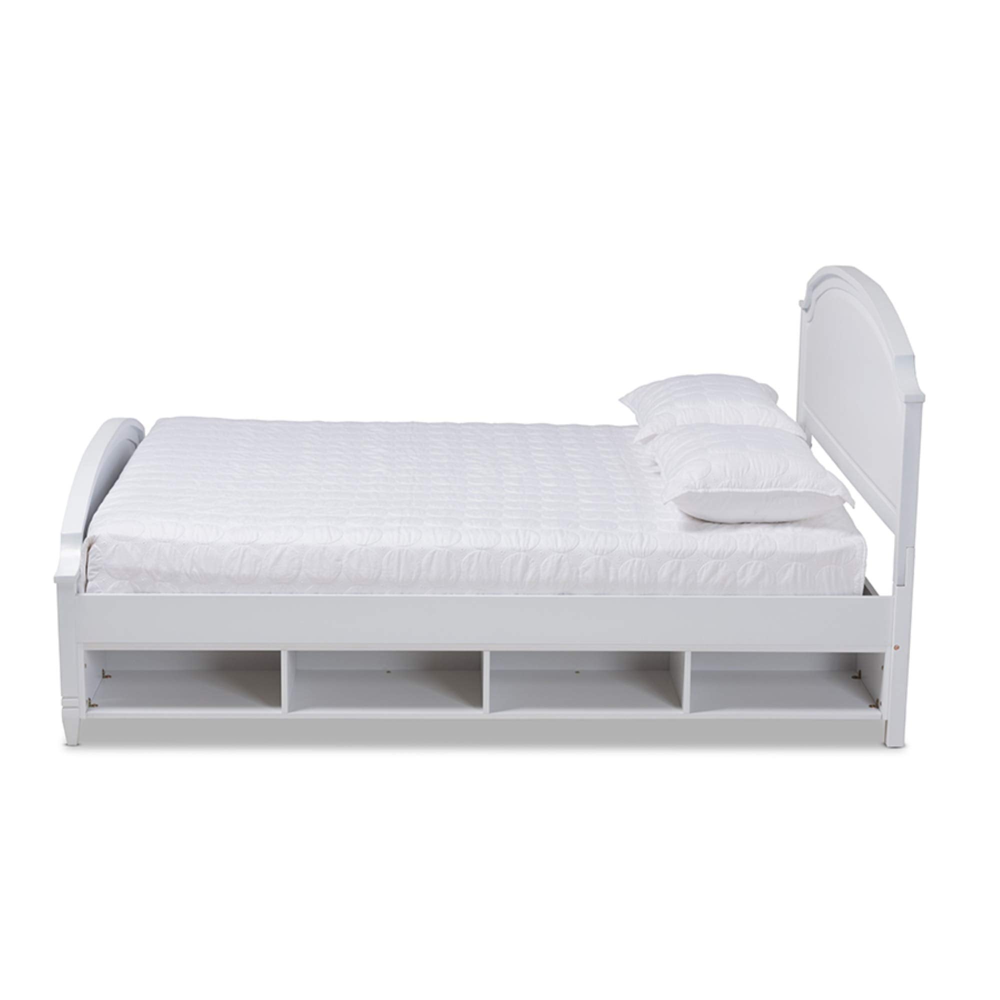 Baxton Studio Elise Classic and Traditional Transitional White Finished Wood Full Size Storage Platform Bed