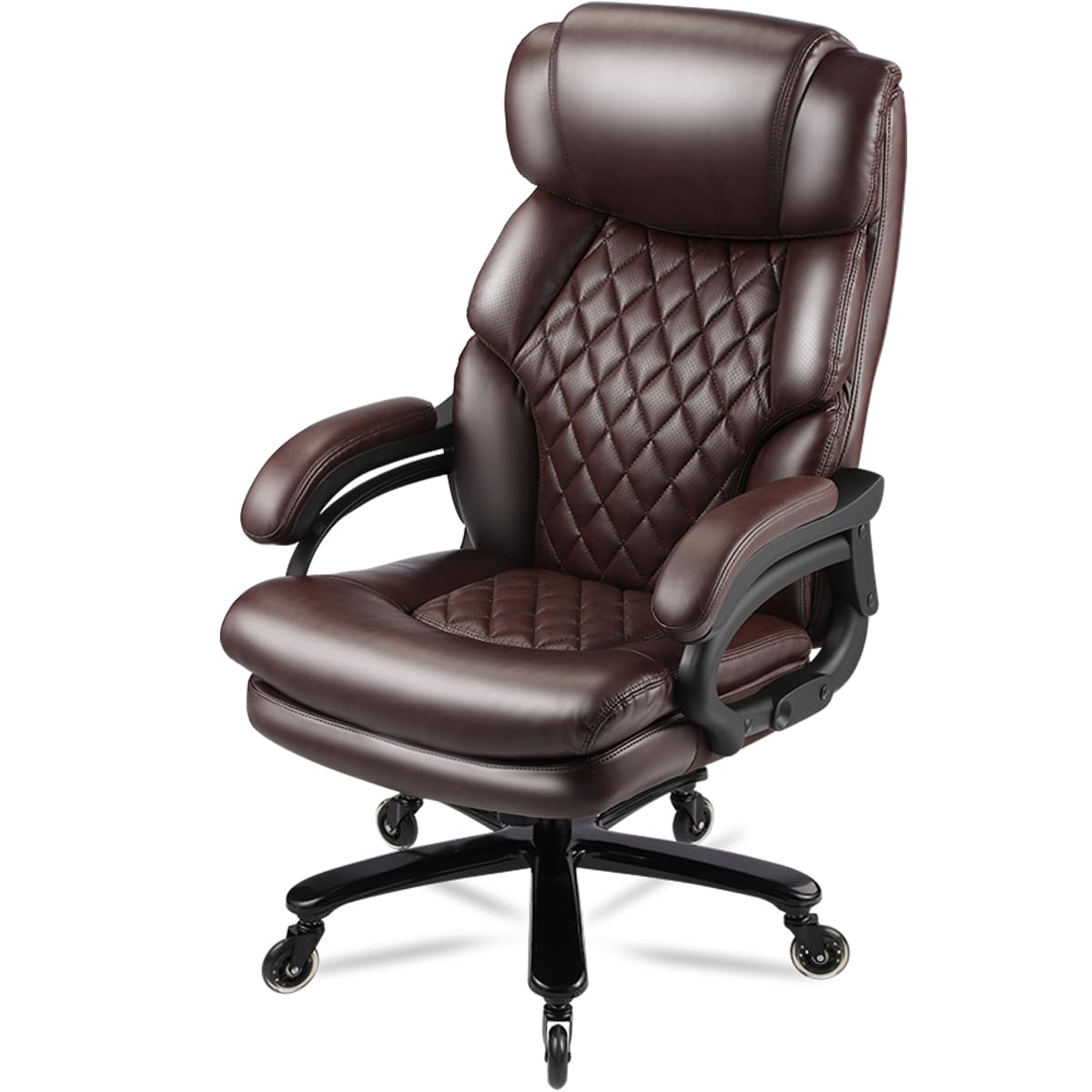 Qusaphy Big And Tall Office Chair For Heavy People, Executive Office Chair, 360 Swivel, Heavy Duty Casters, Brown