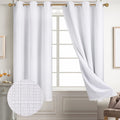 Diraysid 100% Blackout Curtains White Linen Curtains For Bedroom Grommet Thermal Insulated Room Darkening Drapes (2 Panels, W42