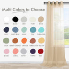 Koufall Beige Grommet Faux Linen Sheer Curtains 52X90 Inch Length