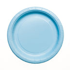 Lovely Powder Blue Solid Round Dessert Plates - Vibrant 7'' (Pack Of 20) - Sturdy & Stylish - Perfect For Birthdays, Showers & C