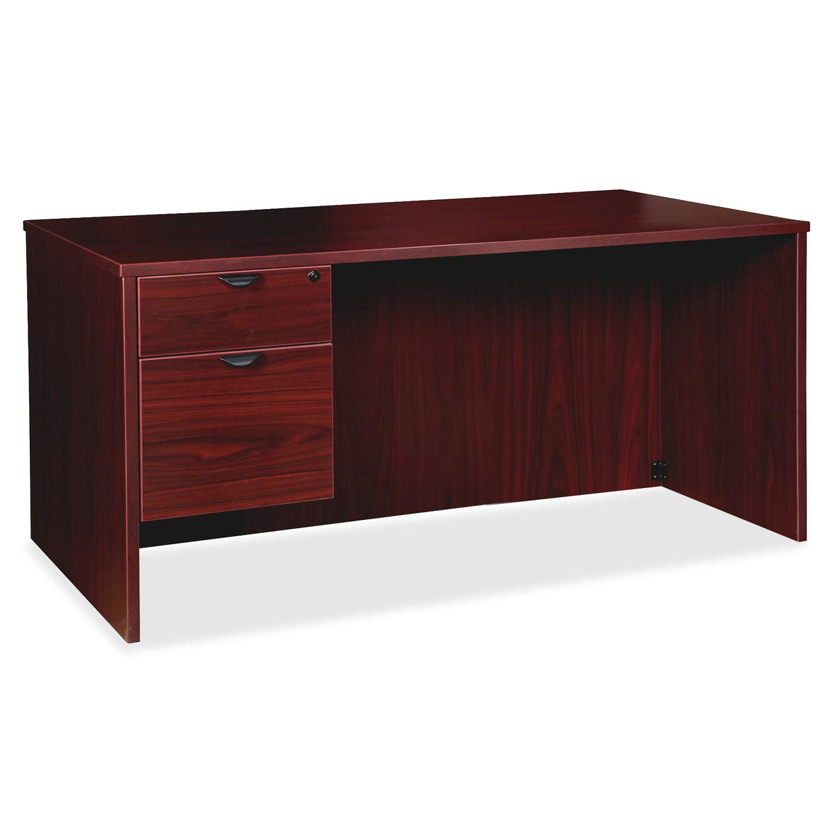 Lorell Prominence 2.0 Mahogany Laminate Box/File Left-Pedestal Desk