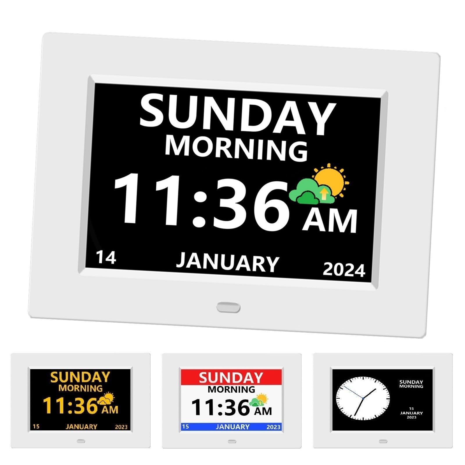 LXBYJKJ 7 Inch Digital Clock with Day and Date for Elderly Alzheimer's Dementia Clock Customizable Alarms and Medicine Reminders