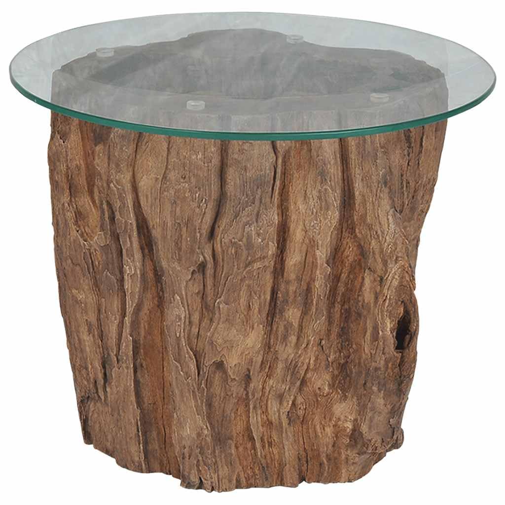 vidaXL Coffee Table Teak Glass 19.7&quot;x15.7&quot;