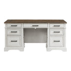 Intercon Drake Home Office 66" Wide Executive Desk, Rustic White & French Oak Furniture