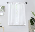 Pi Short Sheer Curtains Rod Pocket Panels,Light Voile Textured Sheer Curtain For Kitchen/Study Room 2 Panels(Optical White,W52Xl45)