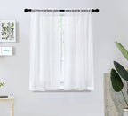 Pi Short Sheer Curtains Rod Pocket Panels,Light Voile Textured Sheer Curtain For Kitchen/Study Room 2 Panels(Optical White,W52Xl45)