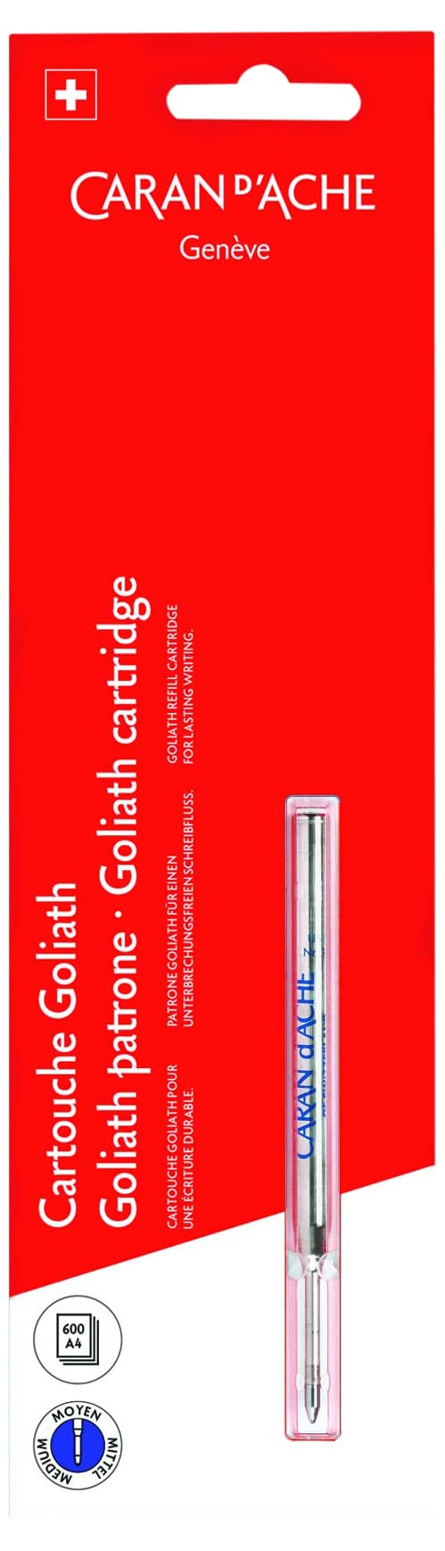 Caran D'Ache Goliath Ballpoint Pen Cartridge Medium Blue Pack Of 2