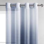 Dwcn Faux Linen Ombre Sheer Curtains - Semi Voile Grommet Top Curtains For Bedroom And Living Room, Set Of 2 Gradient Window Cur