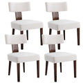Hny Set Of 4 Mid Century Modern Dining Chairs, Farmhouse Velvet Upholstered Accent Chair Curved Backrest Kitchen Chairs, With Ha