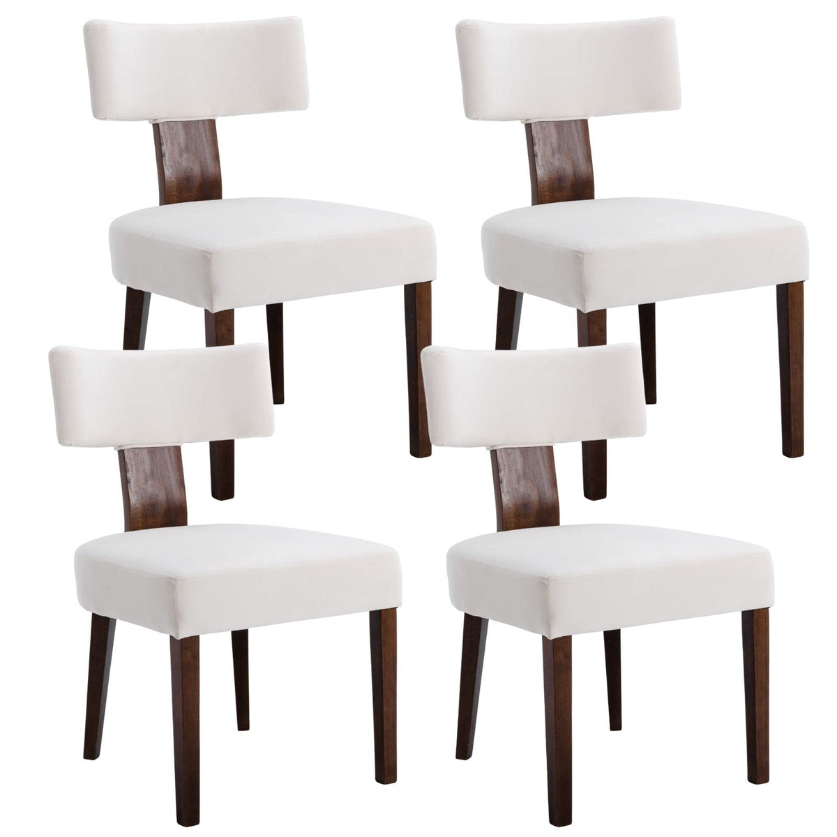 Hny Set Of 4 Mid Century Modern Dining Chairs, Farmhouse Velvet Upholstered Accent Chair Curved Backrest Kitchen Chairs, With Ha