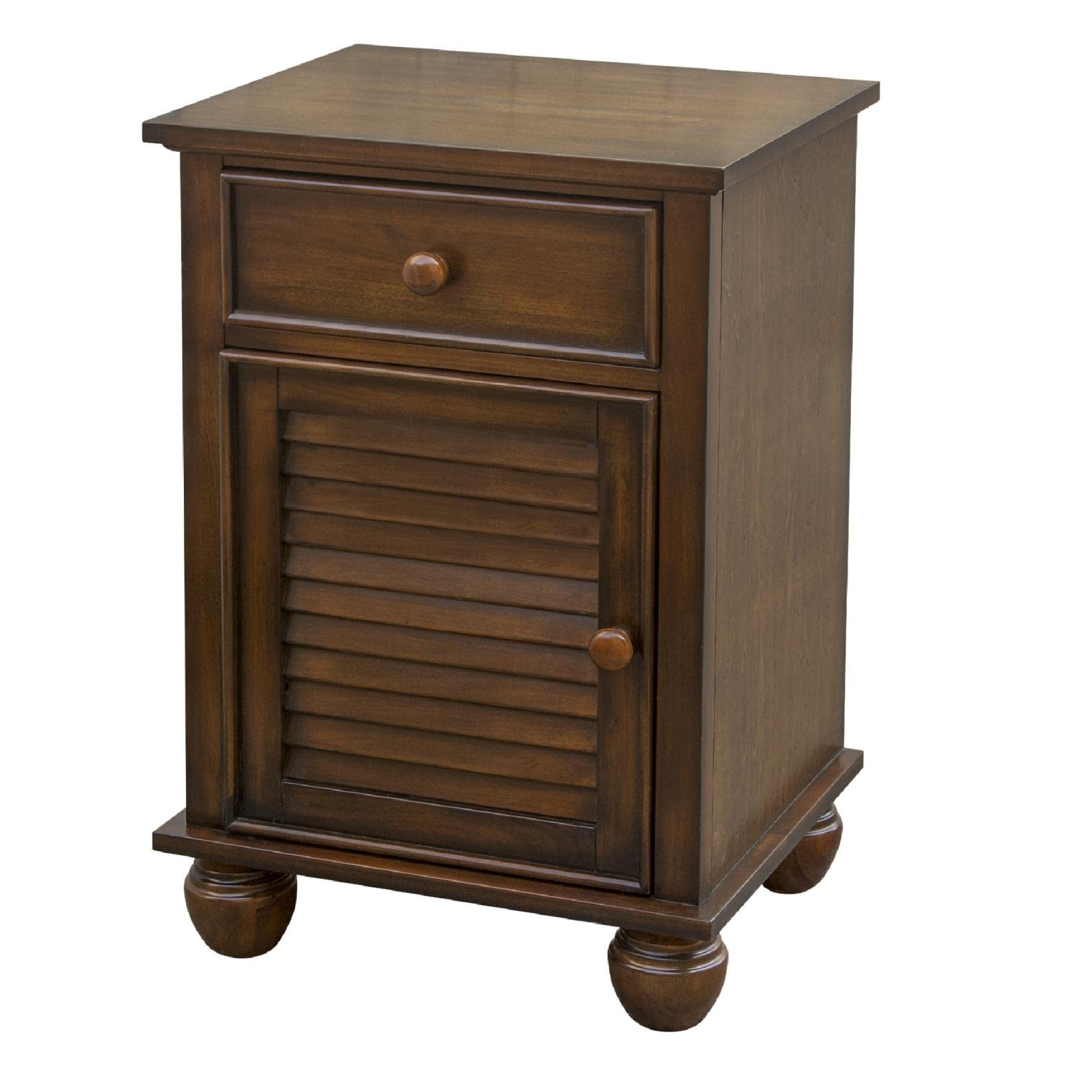 Sunset Trading Bahama Shutter Wood Nightstand Tropical Walnut Brown Fully Assembled Coastal Bedroom Furniture
