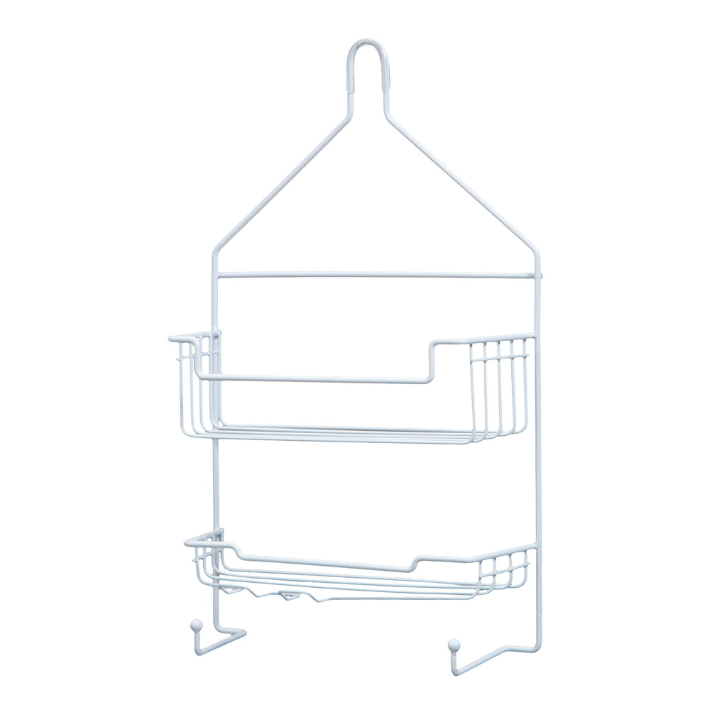 Kenney KN614121 Over the Shower Head 17'' L x 10'' W x 4'' D Rust-Resistant Metal Wire Small 2-Shelf Hanging Caddy with Suction 