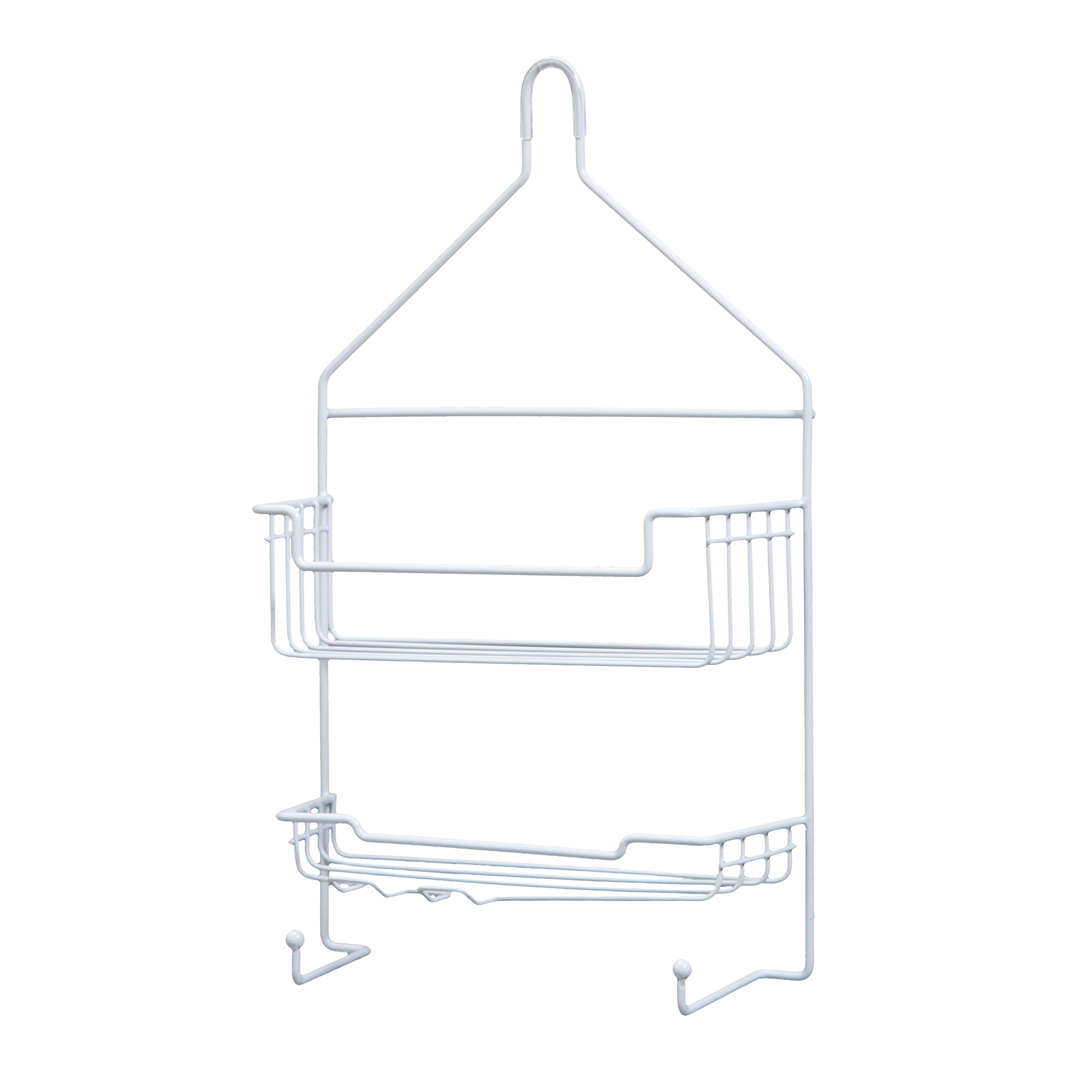 Kenney KN614121 Over the Shower Head 17'' L x 10'' W x 4'' D Rust-Resistant Metal Wire Small 2-Shelf Hanging Caddy with Suction 