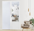 Pi Blackout French Door Curtain 2 Panels,Door Window Shade Privacy Thermal Insulated Long Door Curtain For Glass Door/Sliding Door/Tie Up Shade (W26Xl80-2Pc,Grey White)