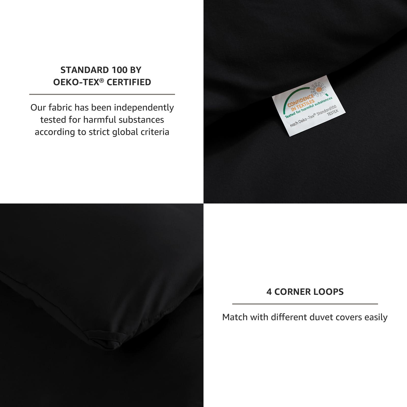 Cozylux California King Comforter Set Black, 3 Pieces Cal King Solid Breathable Boho Style Bedding Sets, Cozy Luxury Fluffy Soft Microfiber Quilt Comforter For All Season(1 Comforter & 2 Pillowcases)