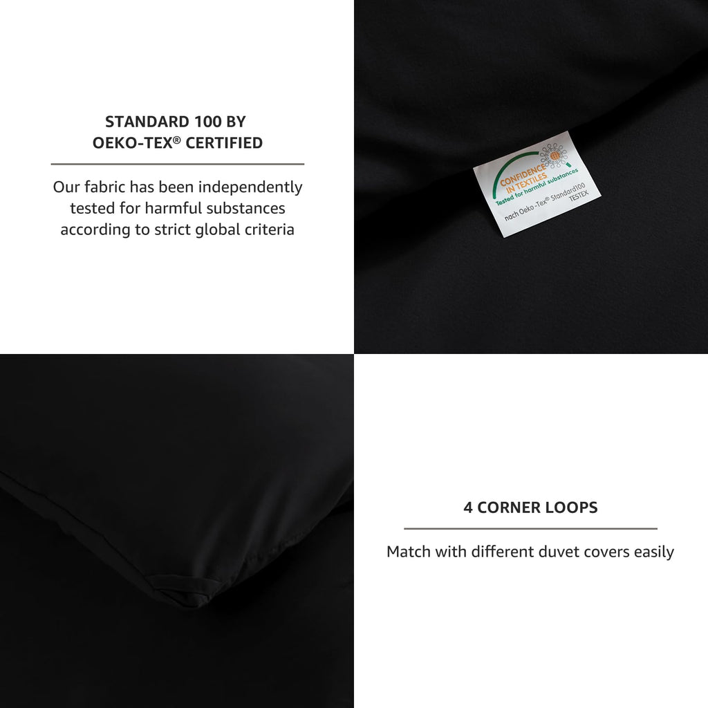 Cozylux California King Comforter Set Black, 3 Pieces Cal King Solid Breathable Boho Style Bedding Sets, Cozy Luxury Fluffy Soft Microfiber Quilt Comforter For All Season(1 Comforter & 2 Pillowcases)