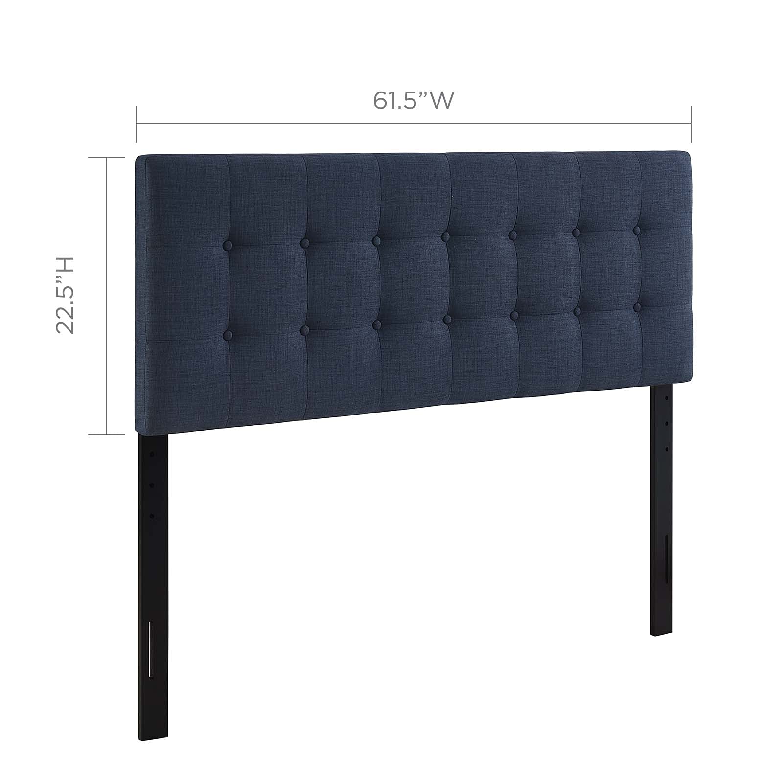 Modway Emily Tufted Button Linen Fabric Upholstered Queen Headboard in Navy