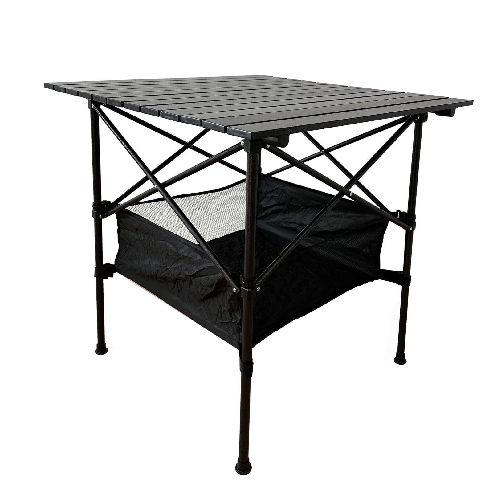 LEADALLWAY Folding Camping Table with Large Storage and Carrying Bags,28x28x28inchs