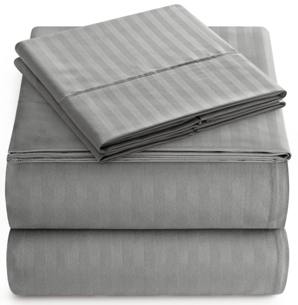 Elaine Karen Full Italian Prestige Collection Striped Bed Sheet Set - 1800 Luxury Soft Microfiber Deep Pocket 4-Piece Bedding Se