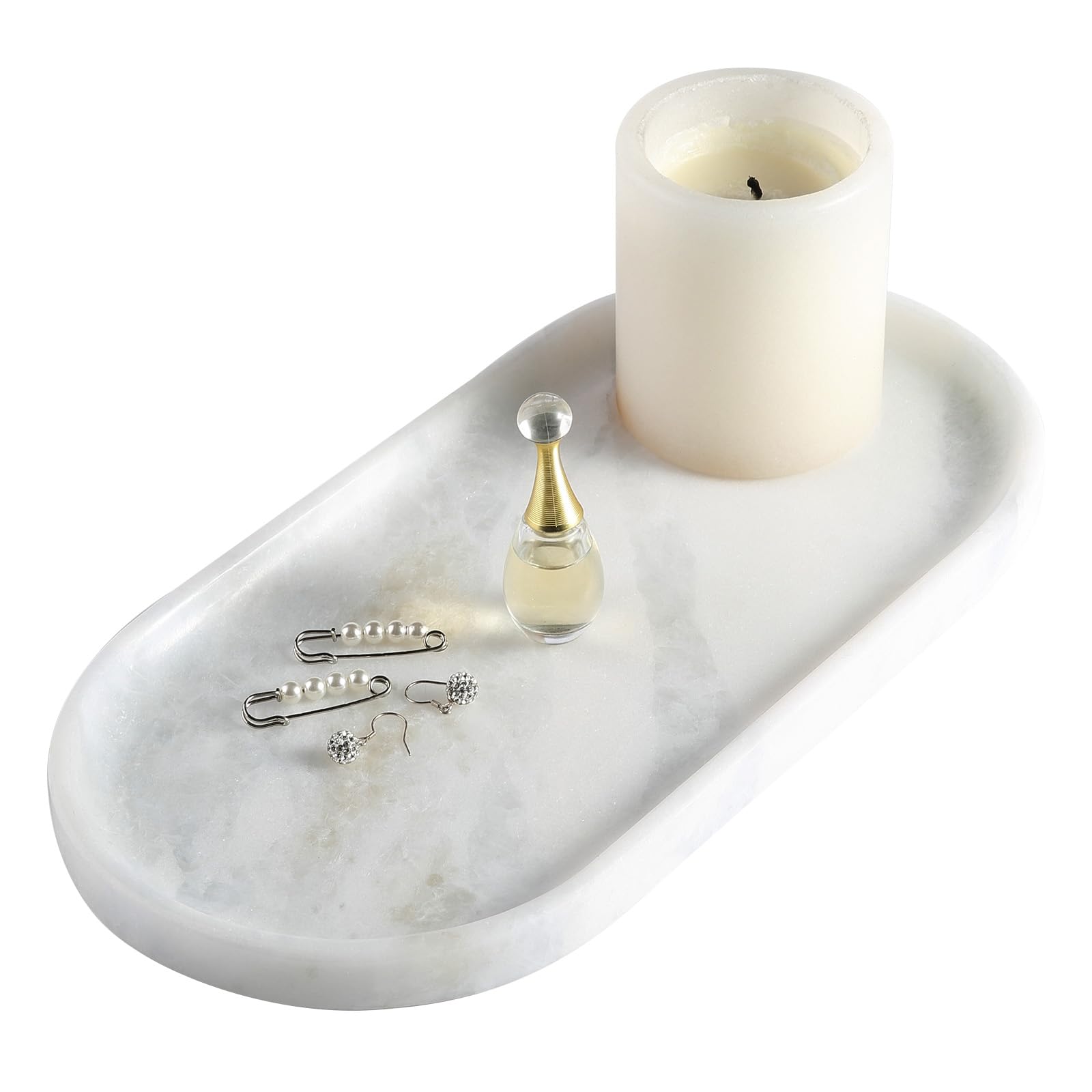 Koville African Natural Marble Tray, 12'' Vanity Decorative Tray Wabi Sabi Decor for Home, Countertop Organizer, Catchall Tray f