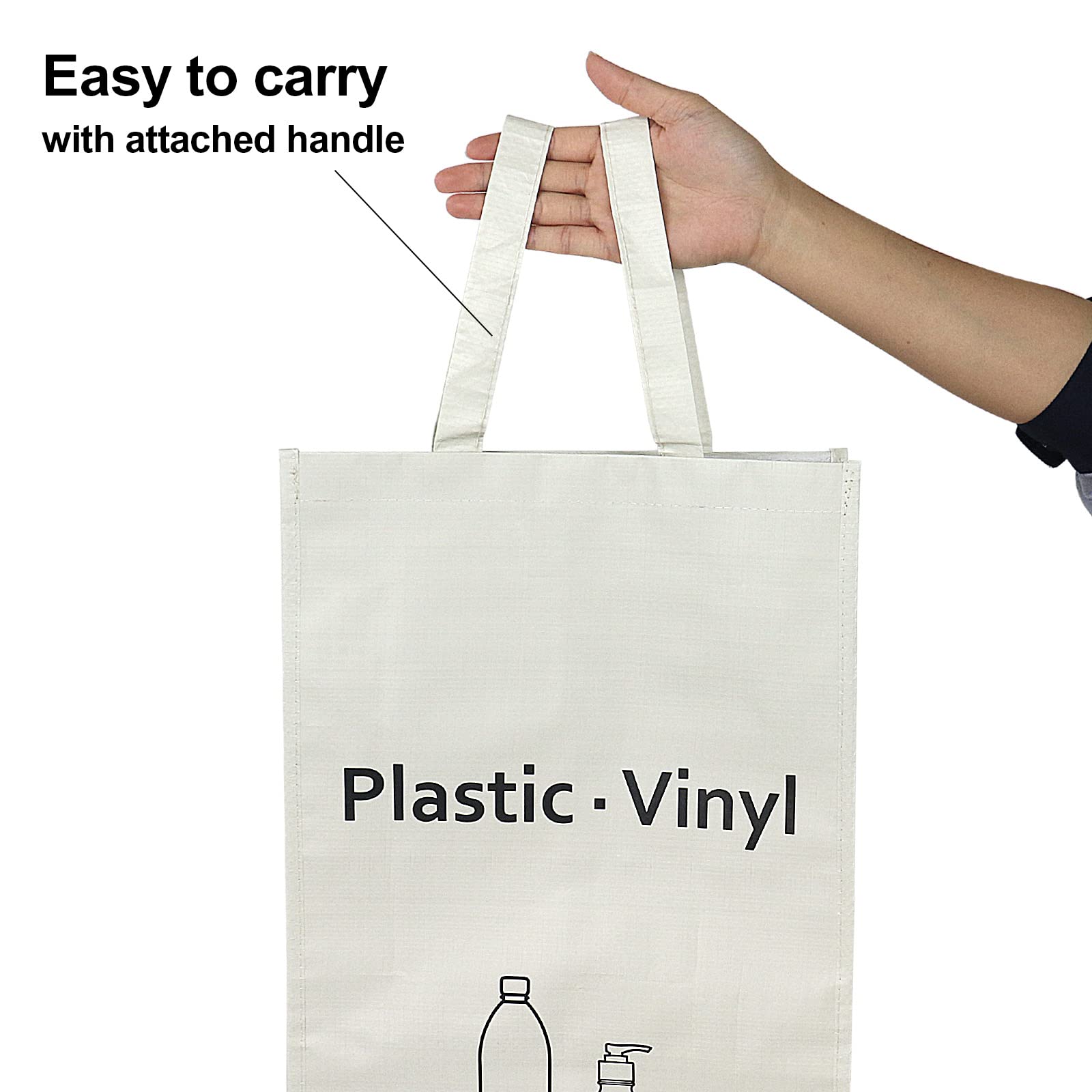 JIALAI HOME 28 Gallon Recycling Bin - Durable Light Gray & Black Trash Sorting Organizer, 2 Pack Recycle Bags for Kitchen