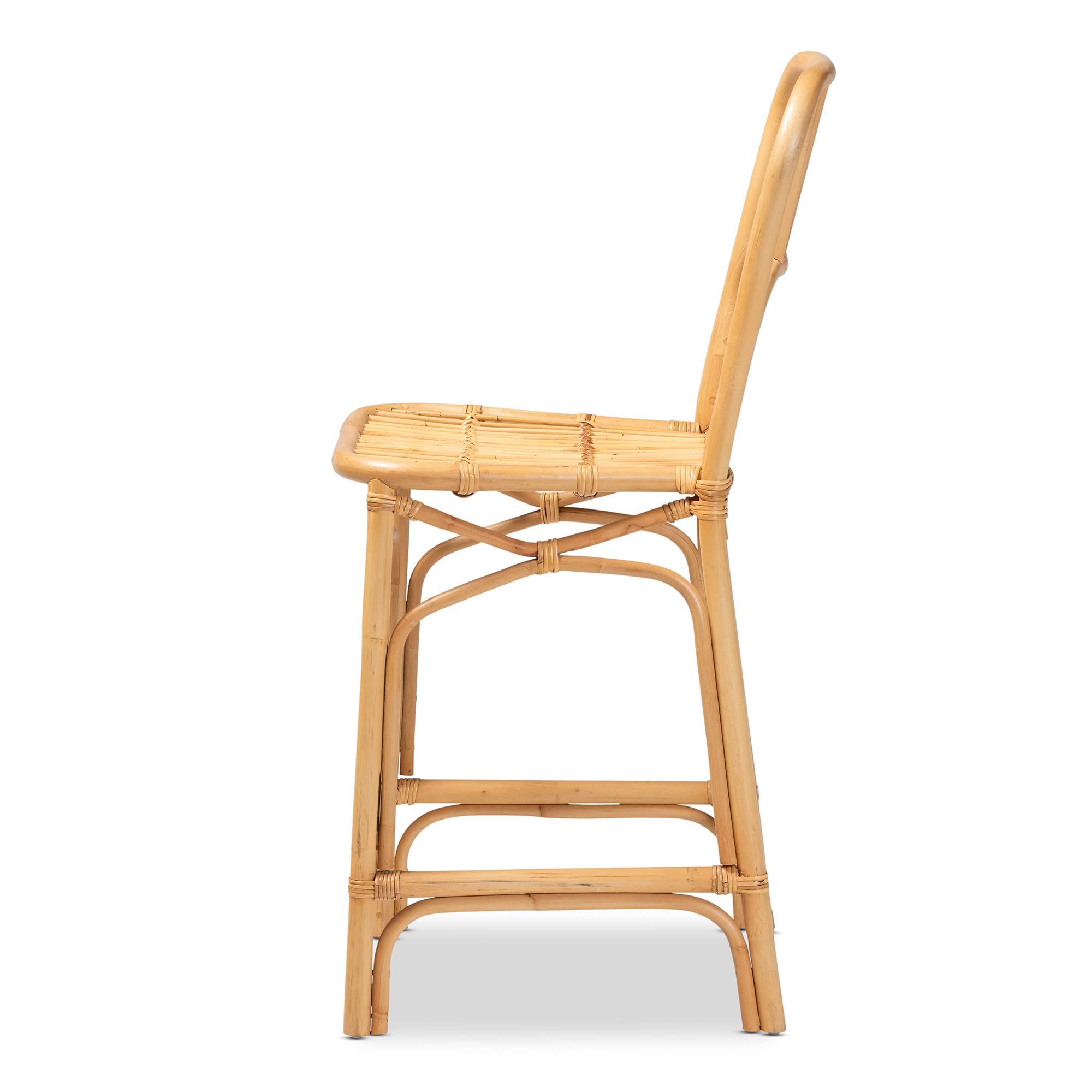 Baxton Studio Ivora Modern Bohemian Natural Brown Rattan Counter Stool